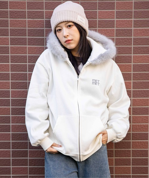 セール】《ファーフード×裏起毛》レディース ジップパーカー