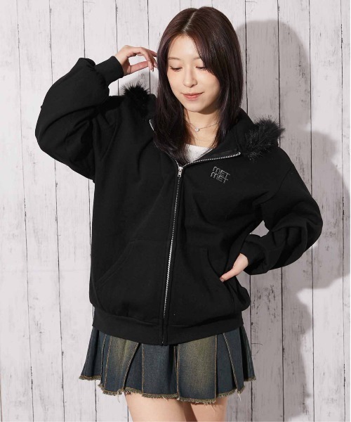 セール】《ファーフード×裏起毛》レディース ジップパーカー