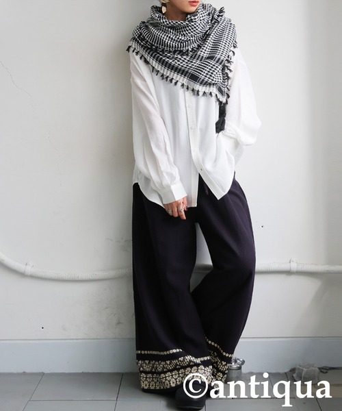 antiqua（アンティカ）の「千鳥格子 チェック柄 大判 ストール（ストール/ショール・レディース・ブラック・FREE）」の16枚目の写真