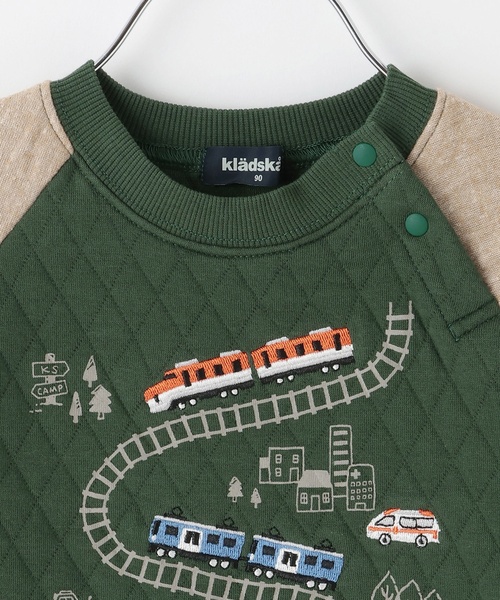 kladskap（クレードスコープ）の「電車キルトトレーナー（スウェット・キッズ・トップグレー/ダークグリーン・110cm/100cm/90cm/130cm/120cm/80ｃｍ）」の4枚目の写真