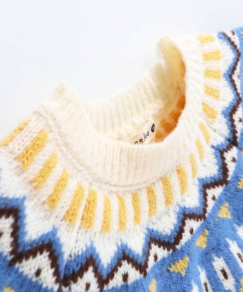 BRANSHES（ブランシェス）の「【マシンウォッシャブル】幾何学柄ニット（ニット/セーター・キッズ・アイボリー/ネイビー・L/M/XL/S）」の3枚目の写真