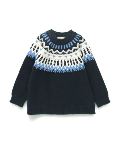 BRANSHES（ブランシェス）の「【マシンウォッシャブル】幾何学柄ニット（ニット/セーター・キッズ・アイボリー/ネイビー・L/M/XL/S）」の6枚目の写真