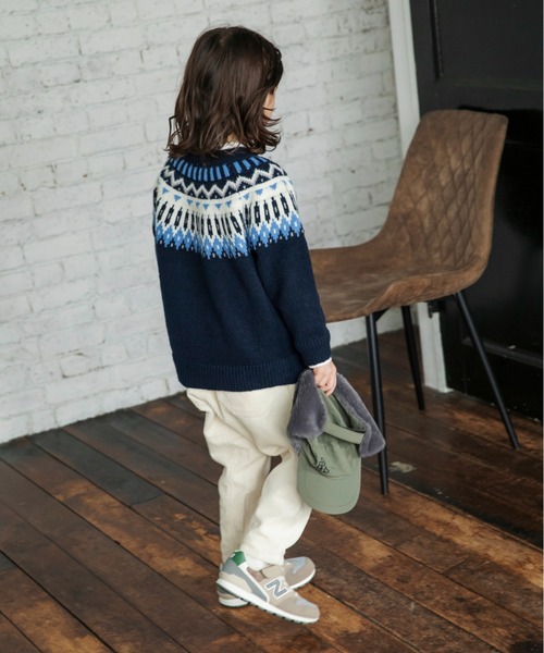 BRANSHES（ブランシェス）の「【マシンウォッシャブル】幾何学柄ニット（ニット/セーター・キッズ・アイボリー/ネイビー・L/M/XL/S）」の12枚目の写真