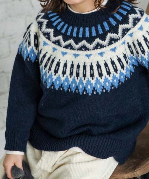 BRANSHES（ブランシェス）の「【マシンウォッシャブル】幾何学柄ニット（ニット/セーター・キッズ・アイボリー/ネイビー・L/M/XL/S）」の13枚目の写真