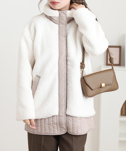 セール】A.N.L ボア×キルトレイヤードジャケット（ブルゾン）｜A.N.L