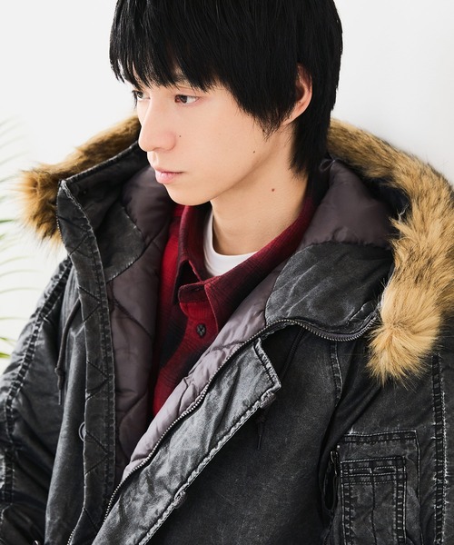 UNIIT(ユニット)の「【UNIIT/ユニット】ヴィンテージナイロンN-2B オーバーサイズ 古着加工 衿ファー(ミリタリージャケット・メンズ・カーキ/スミクロ・X-LARGE/MEDIUM/LARGE)」の15枚目の写真