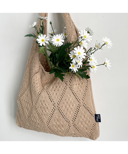 SLOWLOLLI(スローローリ)の「Cozy Crochet Bag_2 Colors(エコバッグ/サブバッグ・レディース・Beige/アイボリー・FREE)」の1枚目の写真