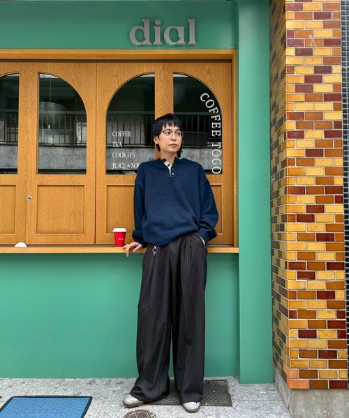 UNDERSTATEMENTs（アンダーステイトメント）の「【ユニセックス】配色ヘンリーネックニット（ニット/セーター・メンズ・レッド/ネイビー・MEDIUM/LARGE）」の12枚目の写真