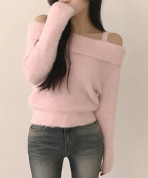 予約商品】ニット/セーター（ピンク/桃色系・オフショルダー