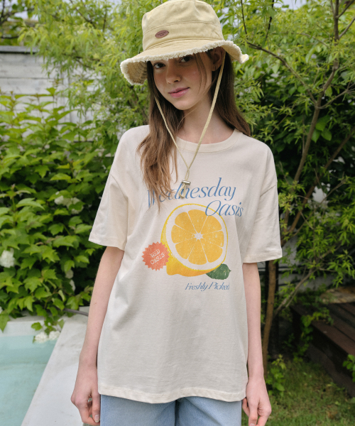 WEDNESDAYOASISFORWOMEN（ウェンズデー オアシス フォー ウーマン）の「スウィートレモン ショートスリーブTシャツ_CREAM(W25-TP28)（Tシャツ/カットソー・レディース・アイボリー・FREE）」の2枚目の写真