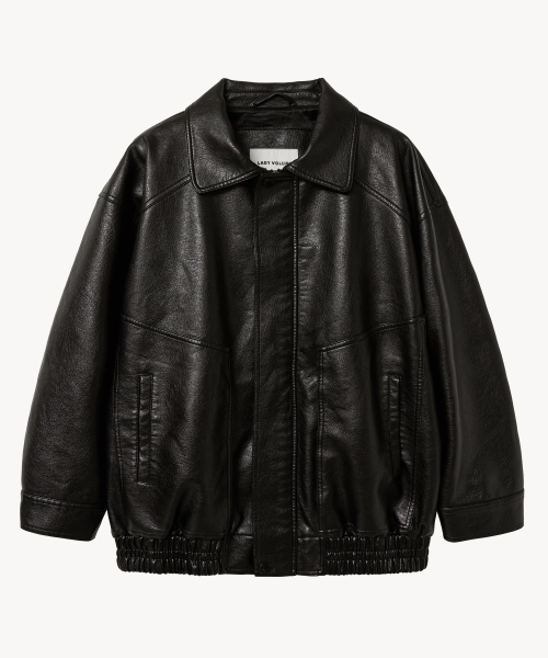 LADY VOLUME（レディーボリューム）の「9201 ウォッシングレザーオーバーサイズジャケット (ブラック)（ライダースジャケット・レディース・その他・FREE）」の2枚目の写真