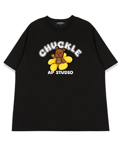 ASTRAL PROJECTION（アストラルプロジェクション）の「フロントチャックベアラウンドネック 40番手二重織綿半袖Tシャツ_ブラック（Tシャツ/カットソー・メンズ・その他・MEDIUM/LARGE/X-LARGE）」の2枚目の写真