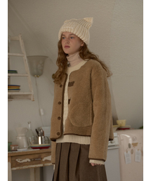 COZY FAKE FUR JACKET_BROWN