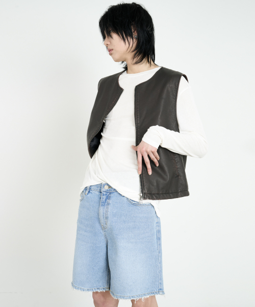 DUSTYWHITE(ダスティーホワイト)の「ホワイトレイヤードロングスリーブTシャツ(Tシャツ/カットソー・メンズ・その他・MEDIUM/LARGE)」の1枚目の写真
