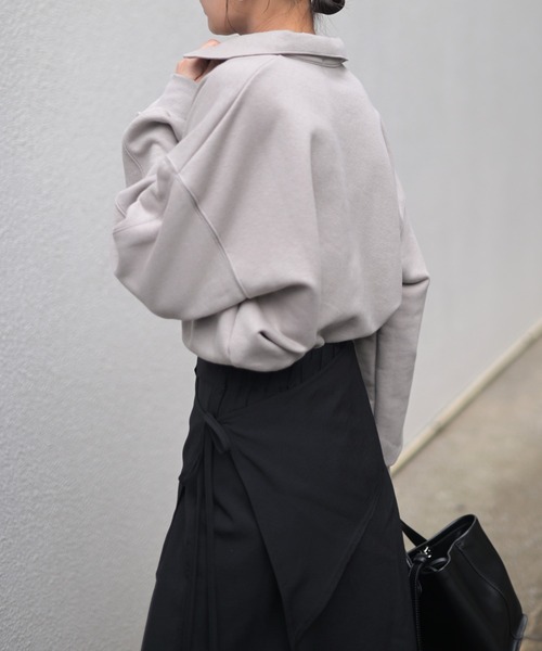 Marient（マリエント）の「ハーフZIPスウェットPO（スウェット・レディース・グレー/ブラック・FREE）」の5枚目の写真