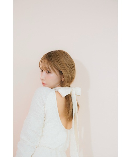 MISTREASS(ミストレアス)の「Ripple Back Open Mini Dress With Tie(ワンピース・レディース・ブラック/アイボリー・FREE)」の21枚目の写真