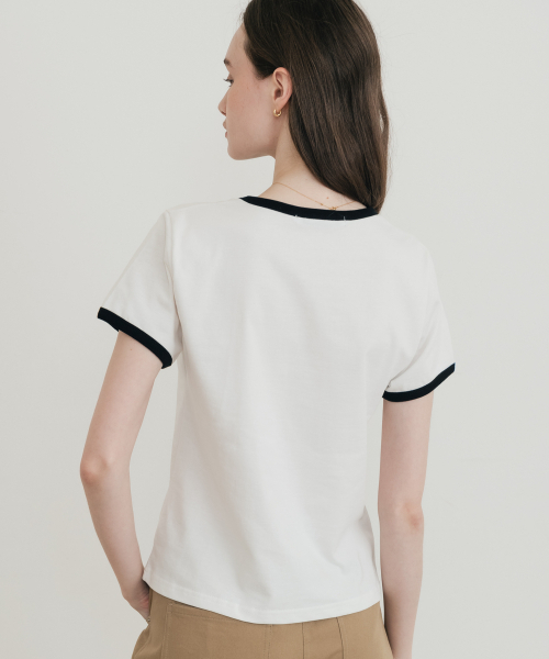 SSIN AND LEE(シンアンドリー)の「(W)25ルートリンガーTシャツホワイト(Tシャツ/カットソー・レディース・その他・F)」の2枚目の写真