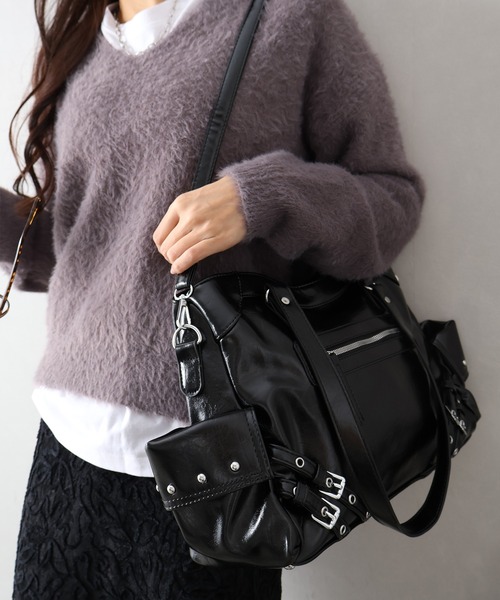 SpRay（スプレイ）の「ハトメベルト付ボストンＢＡＧ（ボストンバッグ・レディース・ブラック/ライトベージュ/ボルドー・FREE）」の5枚目の写真