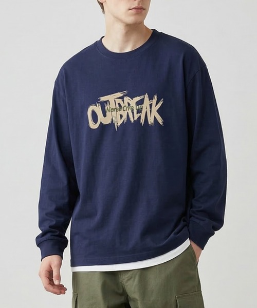 link lot(リンクロット)の「リラックスフィット ヴィンテージライク かすれロゴ プリント ロンT(Tシャツ/カットソー・メンズ・ブラック/ブルー/ホワイト/ネイビー/ダークグレー/ベージュ・M/L)」の5枚目の写真