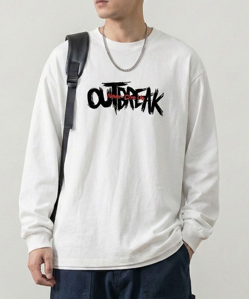 link lot(リンクロット)の「リラックスフィット ヴィンテージライク かすれロゴ プリント ロンT(Tシャツ/カットソー・メンズ・ブラック/ブルー/ホワイト/ネイビー/ダークグレー/ベージュ・M/L)」の2枚目の写真