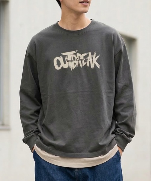 link lot(リンクロット)の「リラックスフィット ヴィンテージライク かすれロゴ プリント ロンT(Tシャツ/カットソー・メンズ・ブラック/ブルー/ホワイト/ネイビー/ダークグレー/ベージュ・M/L)」の4枚目の写真
