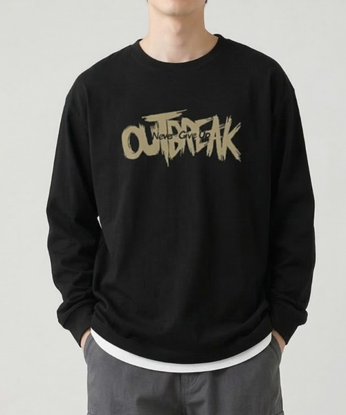 link lot(リンクロット)の「リラックスフィット ヴィンテージライク かすれロゴ プリント ロンT(Tシャツ/カットソー・メンズ・ブラック/ブルー/ホワイト/ネイビー/ダークグレー/ベージュ・M/L)」の3枚目の写真