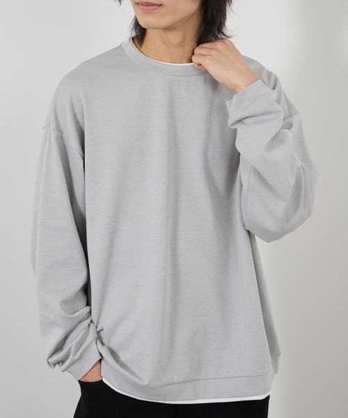 URBAN COLLECTION（アーバンコレクション）の「URBAN COLLECTION エアスムージー 360°ストレッチ ボックス Wフェイスポンチクルーネック（スウェット・メンズ・ホワイト/グリーン/ブラック/グレー・M/L/S/XL）」の3枚目の写真