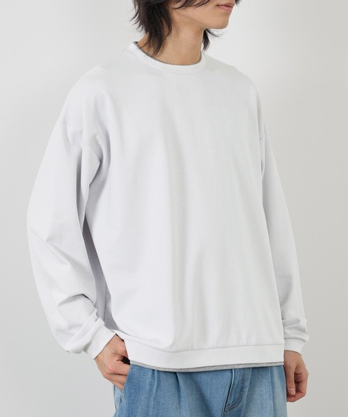 URBAN COLLECTION（アーバンコレクション）の「URBAN COLLECTION エアスムージー 360°ストレッチ ボックス Wフェイスポンチクルーネック（スウェット・メンズ・ホワイト/グリーン/ブラック/グレー・M/L/S/XL）」の2枚目の写真