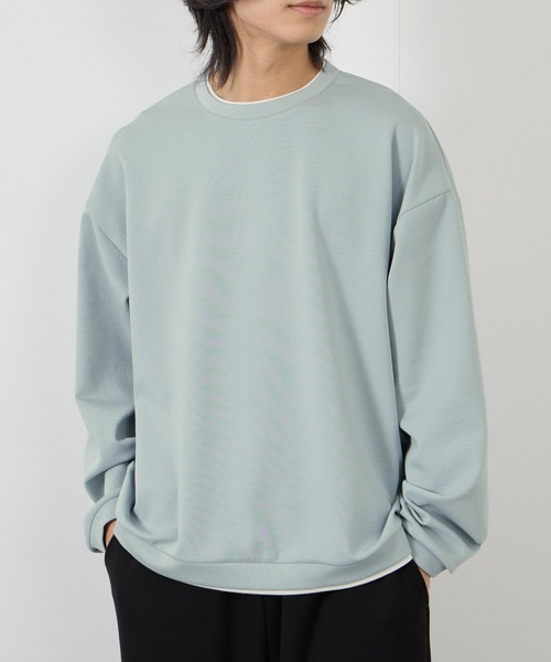 URBAN COLLECTION（アーバンコレクション）の「URBAN COLLECTION エアスムージー 360°ストレッチ ボックス Wフェイスポンチクルーネック（スウェット・メンズ・ホワイト/グリーン/ブラック/グレー・M/L/S/XL）」の4枚目の写真