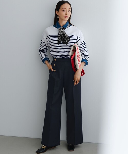 23区 L(ニジュウサンクオオキイサイズ)の「TWギャバジン ワイドパンツ(その他パンツ・レディース・ライトグレー系/ネイビー系・50/48/46/44)」の3枚目の写真