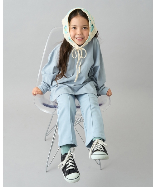 b・ROOM（ビールーム）の「【デイリースタンダードウェアシリーズ】【吸水速乾】センタープリーツフレアスウェットパンツ（その他パンツ・キッズ・ダークブラウン/ブルーグレー/オフホワイト/トップグレー/パープル/ブラック/ライトピンク・100cm/110cm/120cm/130cm/140cm/150cm）」の21枚目の写真