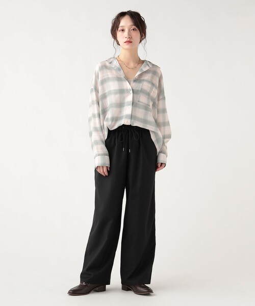 BEAMS HEART（ビームスハート）の「チェック柄 シアー ボタンシャツ（シャツ/ブラウス・レディース・ピンク/サックスブルー/オフホワイト・FREE）」の9枚目の写真