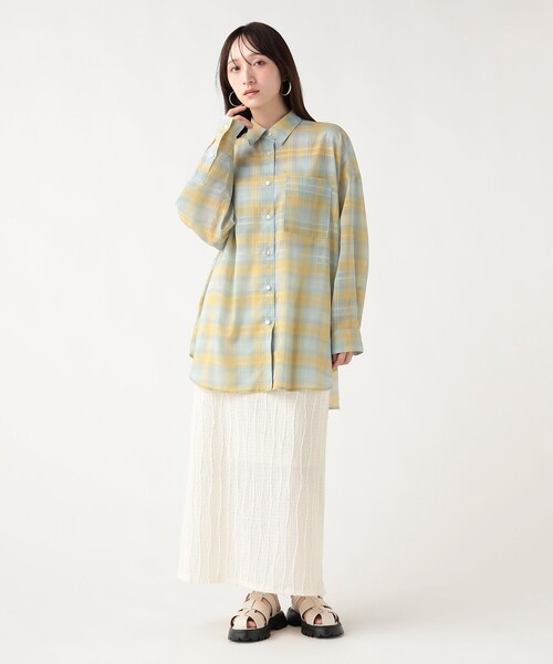 BEAMS HEART（ビームスハート）の「チェック柄 シアー ボタンシャツ（シャツ/ブラウス・レディース・ピンク/サックスブルー/オフホワイト・FREE）」の12枚目の写真