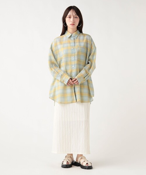 BEAMS HEART（ビームスハート）の「チェック柄 シアー ボタンシャツ（シャツ/ブラウス・レディース・ピンク/サックスブルー/オフホワイト・FREE）」の13枚目の写真