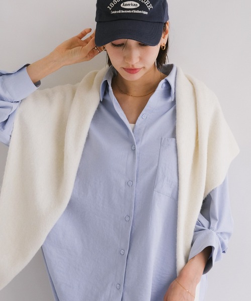 evernavy(エバーネイビー)の「2wayスリーブ長袖シャツブラウス(シャツ/ブラウス・レディース・ベージュ/サックスブルー/オフホワイト・M)」の1枚目の写真