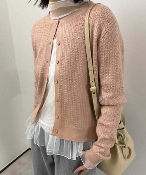 aimoha(アイモハ)の「エアリータッチクルーネックニットカーディガン(カーディガン/ボレロ・レディース・ライトブルー/ピンク/ライトグレー・FREE)」の3枚目の写真
