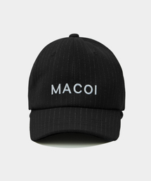 MACOI（マッコイ）の「ストライプロゴボールキャップ野球帽[ブラック]（キャップ）」