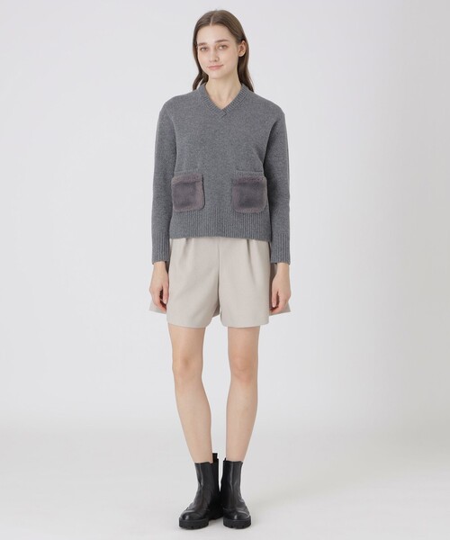 BLUE LABEL CRESTBRIDGE（ブルーレーベルクレストブリッジ）の「ラムズウールニットプルオーバー（ニット/セーター・レディース・グレー系その他/オフホワイト・38）」の6枚目の写真