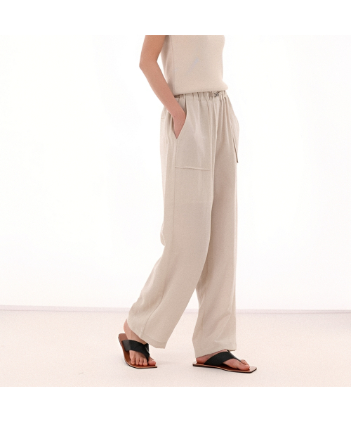 ACUD(アクド)の「Linen Bending Wide Pants _Beige(スラックス・レディース・ベージュ・S/M)」の1枚目の写真