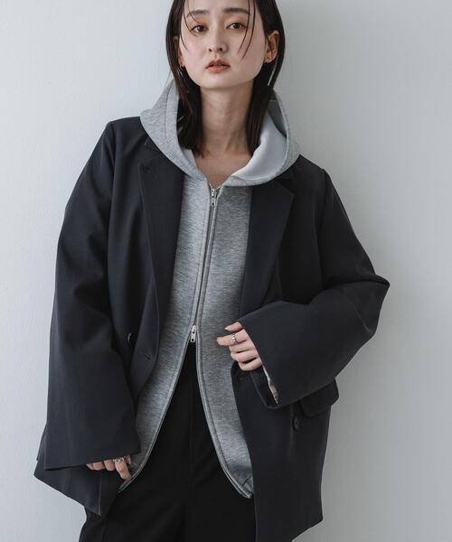 SENSE OF PLACE by URBAN RESEARCH（センスオブプレイスバイアーバンリサーチ）の「コクーンスリーブZIPパーカー（パーカー・レディース・グレー/ブラック/アイボリー・ONE）」の18枚目の写真