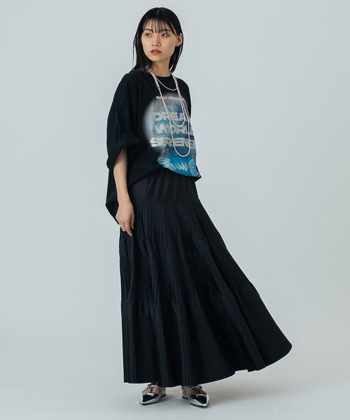 ROSE BUD(ローズバッド)の「TIERED SKIRT(スカート・レディース・カーキ/ブラック/ピンク・ONE SIZE)」の14枚目の写真