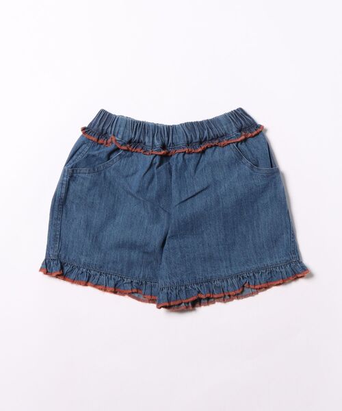 Life Support Products（ライフサポートプロダクツ）の「デニムフリルショートパンツ（デニムパンツ・キッズ・ライトブルー/ネイビー・100/95/90/80/150/140/130/120/110）」の2枚目の写真
