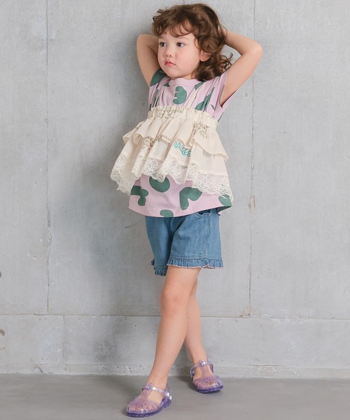 Life Support Products（ライフサポートプロダクツ）の「デニムフリルショートパンツ（デニムパンツ・キッズ・ライトブルー/ネイビー・100/95/90/80/150/140/130/120/110）」の8枚目の写真