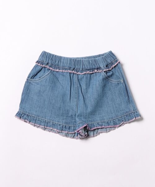 Life Support Products（ライフサポートプロダクツ）の「デニムフリルショートパンツ（デニムパンツ・キッズ・ライトブルー/ネイビー・100/95/90/80/150/140/130/120/110）」の3枚目の写真