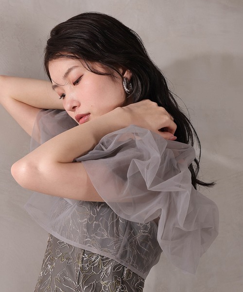 Kana（カナ）の「ボリュームボレロ花柄ワンピースドレス 2点セットワンピースドレス パーティー ドレス 結婚式 お呼ばれ オケージョン（ドレス・レディース・ブラック/チャコールグレー/ベージュ・M）」の21枚目の写真