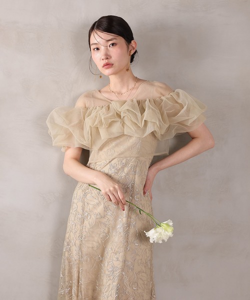 Kana（カナ）の「ボリュームボレロ花柄ワンピースドレス 2点セットワンピースドレス パーティー ドレス 結婚式 お呼ばれ オケージョン（ドレス・レディース・ブラック/チャコールグレー/ベージュ・M）」の16枚目の写真
