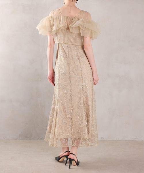 Kana（カナ）の「ボリュームボレロ花柄ワンピースドレス 2点セットワンピースドレス パーティー ドレス 結婚式 お呼ばれ オケージョン（ドレス・レディース・ブラック/チャコールグレー/ベージュ・M）」の5枚目の写真