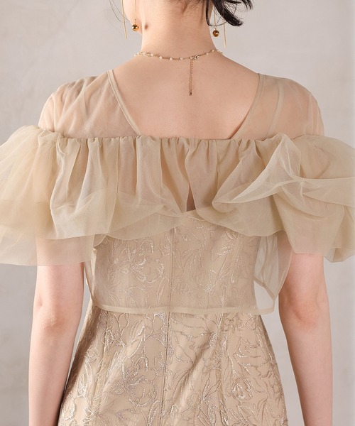 Kana（カナ）の「ボリュームボレロ花柄ワンピースドレス 2点セットワンピースドレス パーティー ドレス 結婚式 お呼ばれ オケージョン（ドレス・レディース・ブラック/チャコールグレー/ベージュ・M）」の6枚目の写真