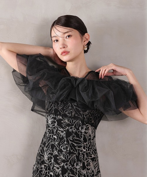Kana（カナ）の「ボリュームボレロ花柄ワンピースドレス 2点セットワンピースドレス パーティー ドレス 結婚式 お呼ばれ オケージョン（ドレス・レディース・ブラック/チャコールグレー/ベージュ・M）」の19枚目の写真