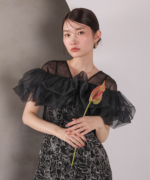 Kana（カナ）の「ボリュームボレロ花柄ワンピースドレス 2点セットワンピースドレス パーティー ドレス 結婚式 お呼ばれ オケージョン（ドレス・レディース・ブラック/チャコールグレー/ベージュ・M）」の20枚目の写真